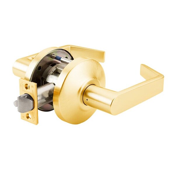 Privacy Bedroom or Bath Function, LR Lever, C Rose, 605 Bright Brass Finish